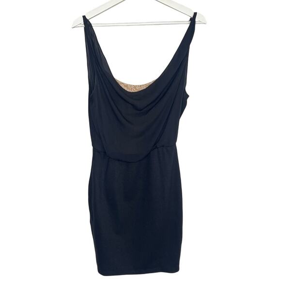 Alice + Olivia Employed Y2K Silk Sleeveless Cowl Neck Blouson Mini Dress Black 8 - Picture 2 of 11